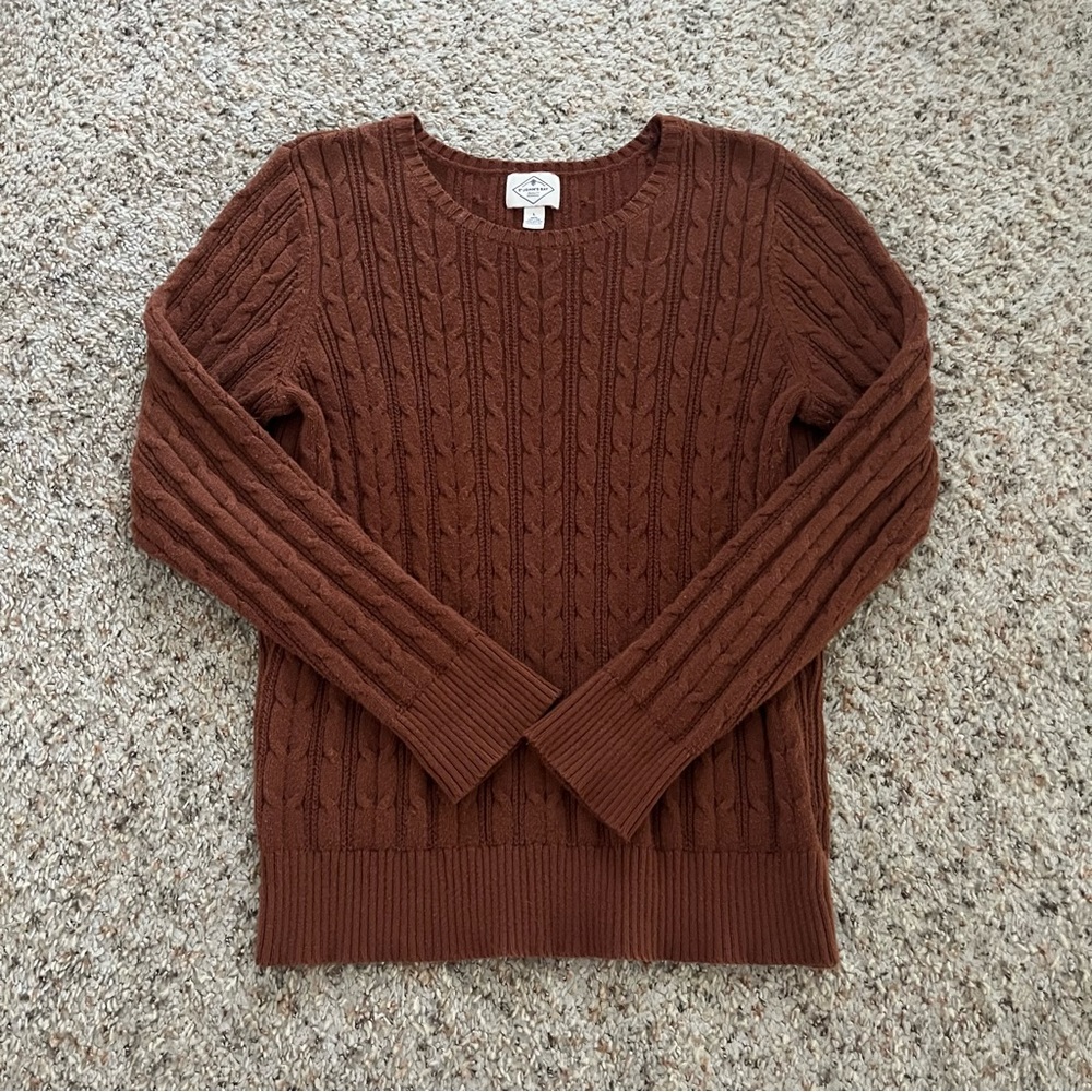 St. John's Bay Brown Crewneck Cable Knit Sweater